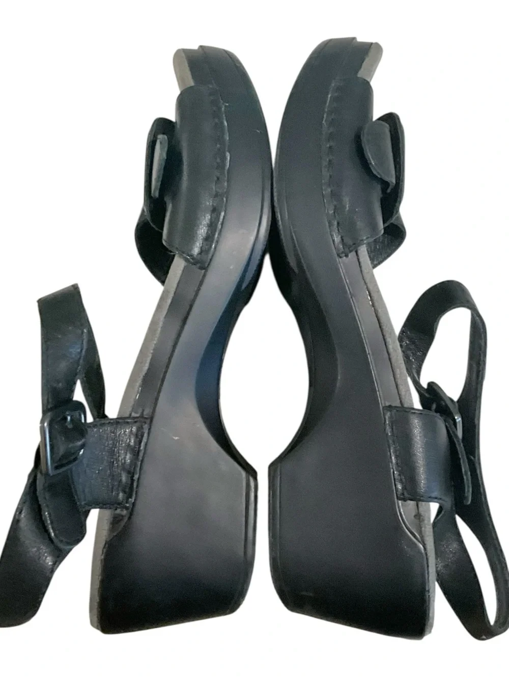 Dansko Sue Sandals Women's 40 / 9.5 Black Leather Comfort Platform Buckle - Picture 6 of 11
